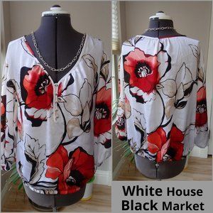 WHBM Red Poppy Floral Print Blouse